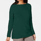 Karen Scott Women's Cotton Boat-Neck Sweater Green Size Large