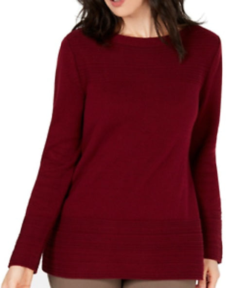 Karen Scott Women's Cotton Boat-Neck Sweater Red Size Small