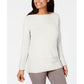 Karen Scott Women's Cotton Boat Neck Sweater White Size Large