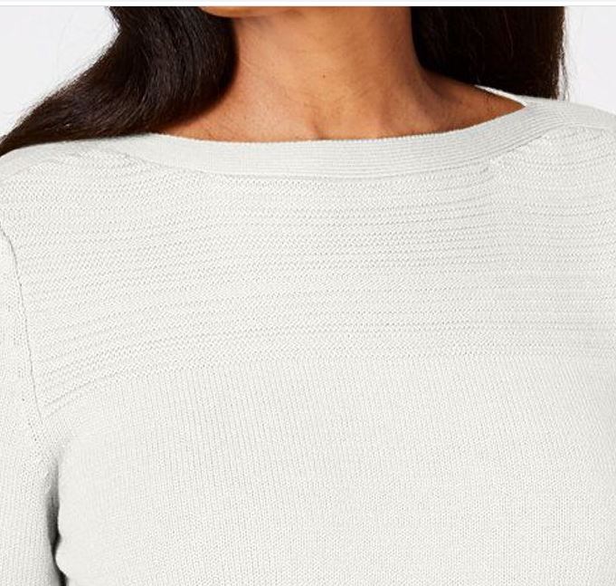 Karen Scott Women's Cotton Boat Neck Sweater White Size Large