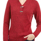 Karen Scott Women's Hardware Trim Cotton Henley Sweater Red Size Petite Medium