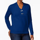 Karen Scott Women's Hardware V Neck Cotton Sweater Blue Size Small