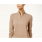 Karen Scott Women's Marled Knit Quarter Zip Sweater Brown Size Small