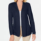 Karen Scott Women's Petite Cotton Mixed-Knit Cardigan Navy Size 44