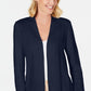 Karen Scott Women's Petite Cotton Mixed-Knit Cardigan Navy Size 44