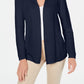 Karen Scott Women's Petite Cotton Mixed-Knit Cardigan Navy Size 44