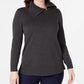 Karen Scott Women's Cotton Zip-Neck Sweater Black Size Medium