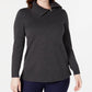 Karen Scott Women's Cotton Zip Neck Sweater Blue Size Small