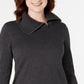 Karen Scott Women's Cotton Zip-Neck Sweater Charcoal Size X-Small