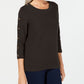 Karen Scott Women's 3/4-Sleeve Sweater Dark Beige Size Small