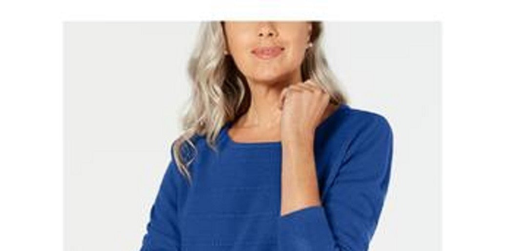 Karen Scott Women's Cotton Marled Sweater Blue Size Small
