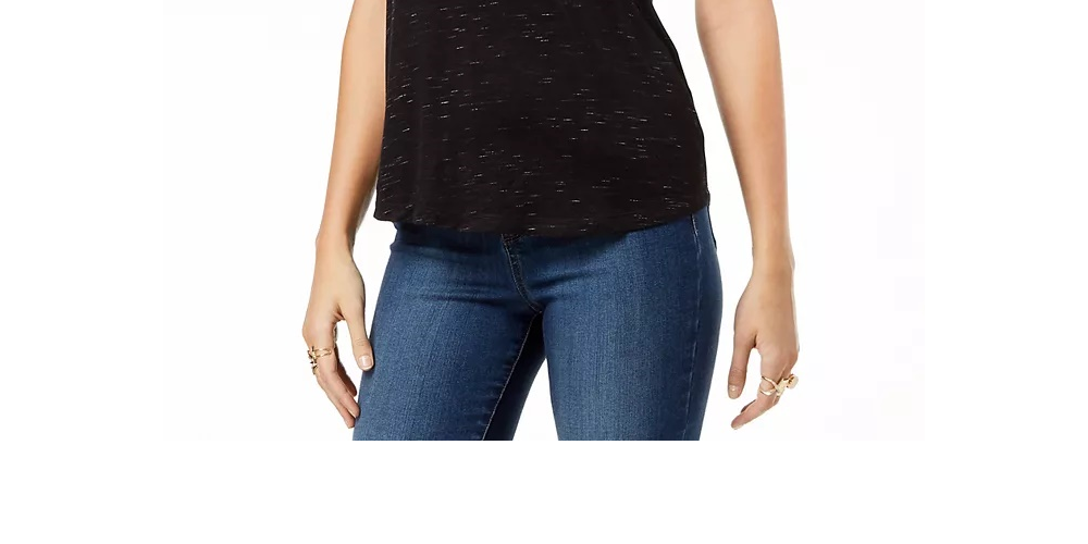 Maison Jules Women's Scoop-Neck Tank Black Size Large