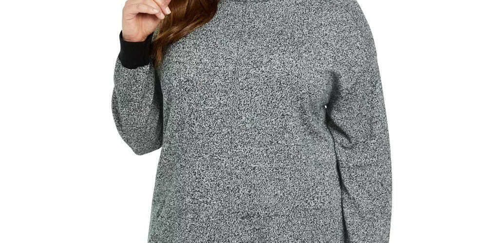 Karen Scott Women's Mock Neck Cotton Sweater Charcoal Size 4X