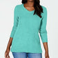 Karen Scott Women's Cotton Mixed-Stitch Sweater Blue Size Small