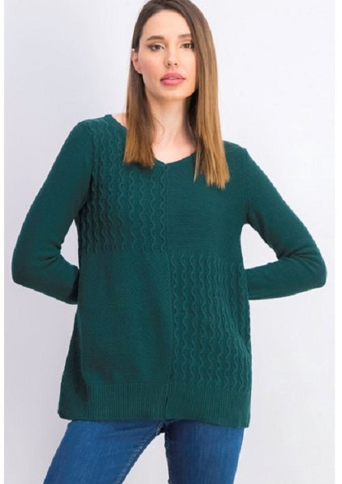 Karen Scott Women's Cotton Mixed-Stitch Sweater Green Size Medium
