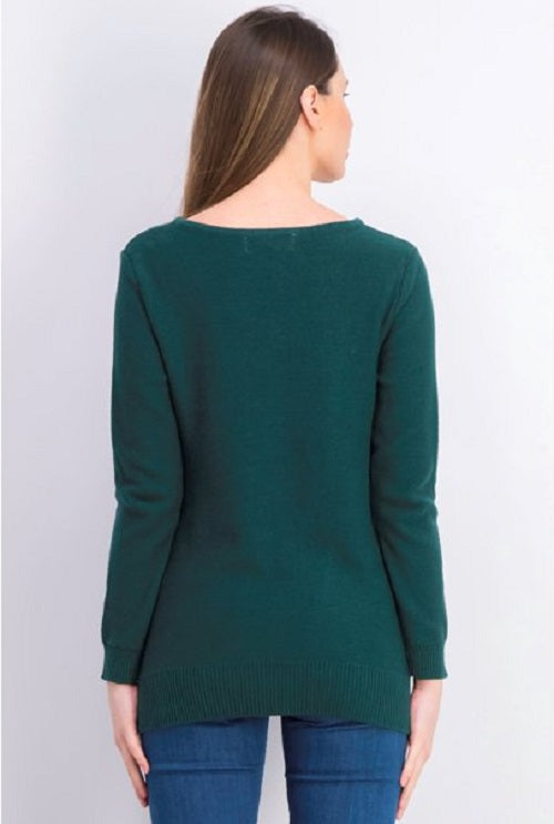 Karen Scott Women's Cotton Mixed-Stitch Sweater Green Size Medium