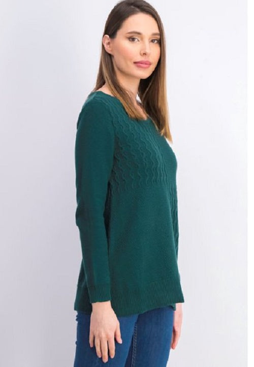 Karen Scott Women's Cotton Mixed-Stitch Sweater Green Size Medium
