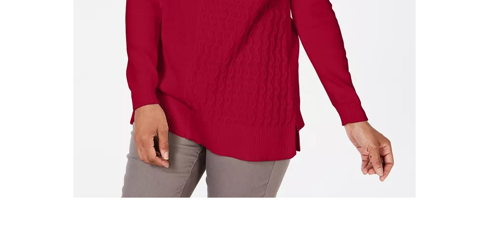 Karen Scott Women's Cotton Mixed-Stitch Sweater Bright Red Size Medium