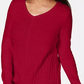 Karen Scott Women's Cotton Mixed-Stitch Sweater Bright Red Size Extra Large