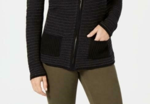 Karen Scott Women's Textured Zip Front Cardigan Black Size XX-Large