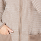 Karen Scott Women's Textured Zip Front Cardigan Brown Size Medium