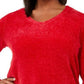 Karen Scott Women's V-Neck Chenille Sweater Bright Red Size Extra Small