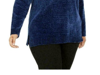 Karen Scott Women's V Neck Chenille Sweater Blue Size 3X