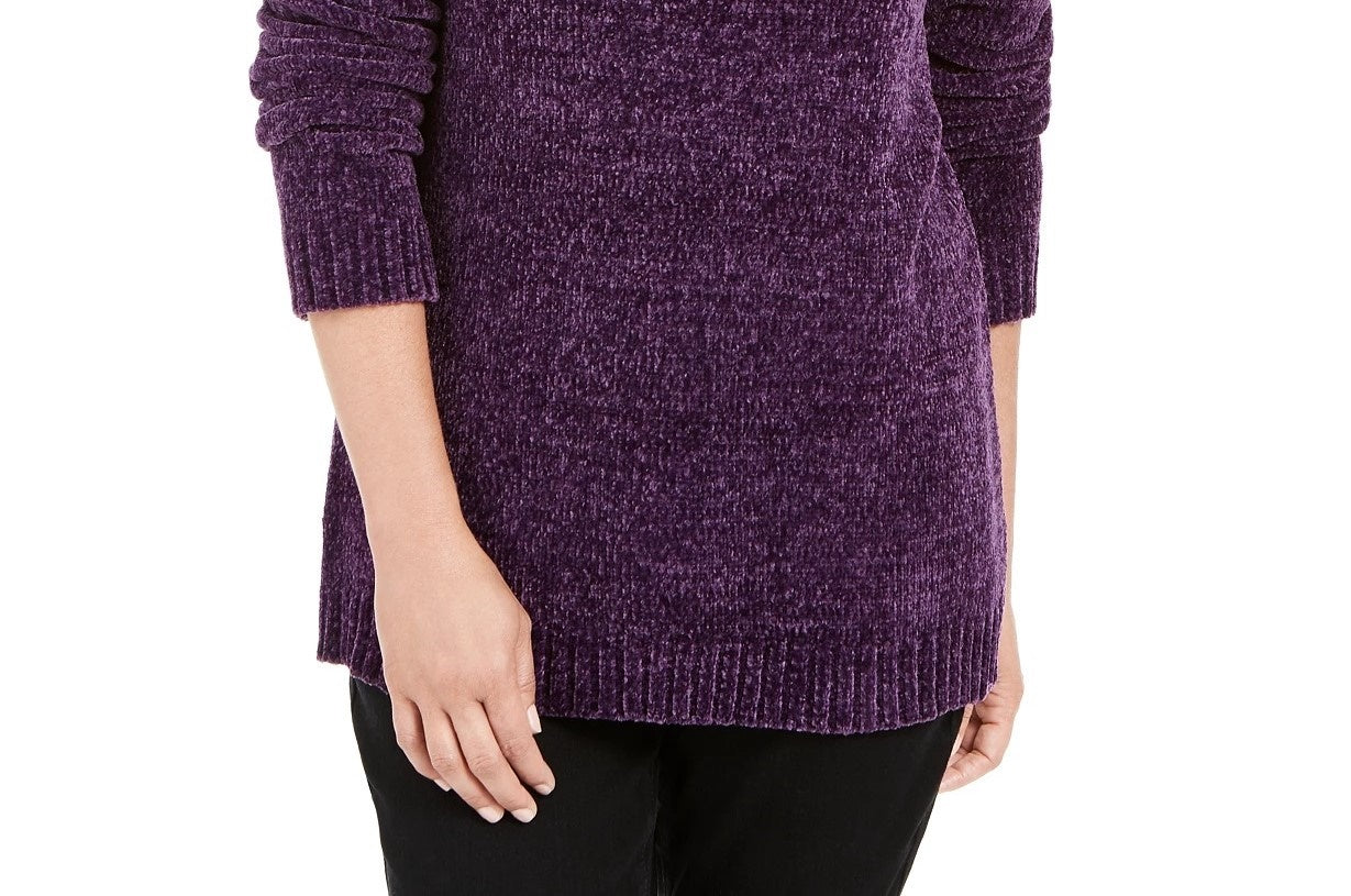 Karen Scott Women's Chenille Mock Neck Sweater Purple Size X-Small