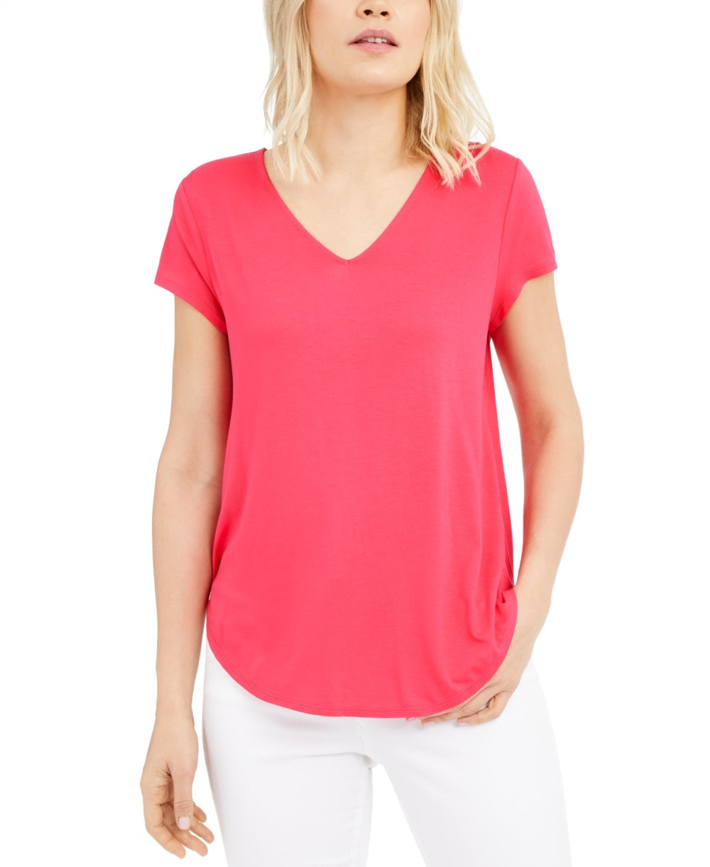 Alfani Women's V-Neck Knit Top Dark Pink Size Small