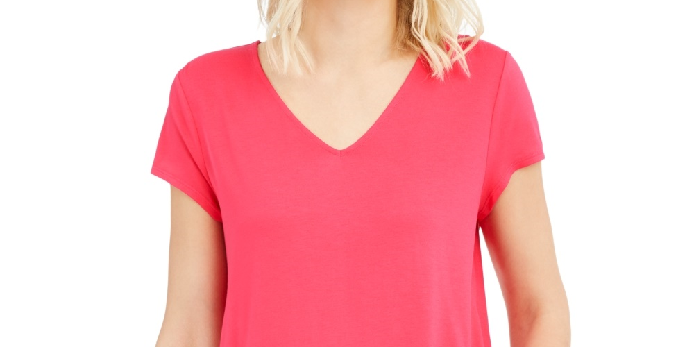 Alfani Women's V-Neck Knit Top Dark Pink Size Small