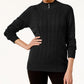 Karen Scott Women's Mock-Neck Cable-Knit Sweater Black Size Petite Medium