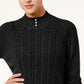 Karen Scott Women's Mock-Neck Cable-Knit Sweater Black Size Petite Medium