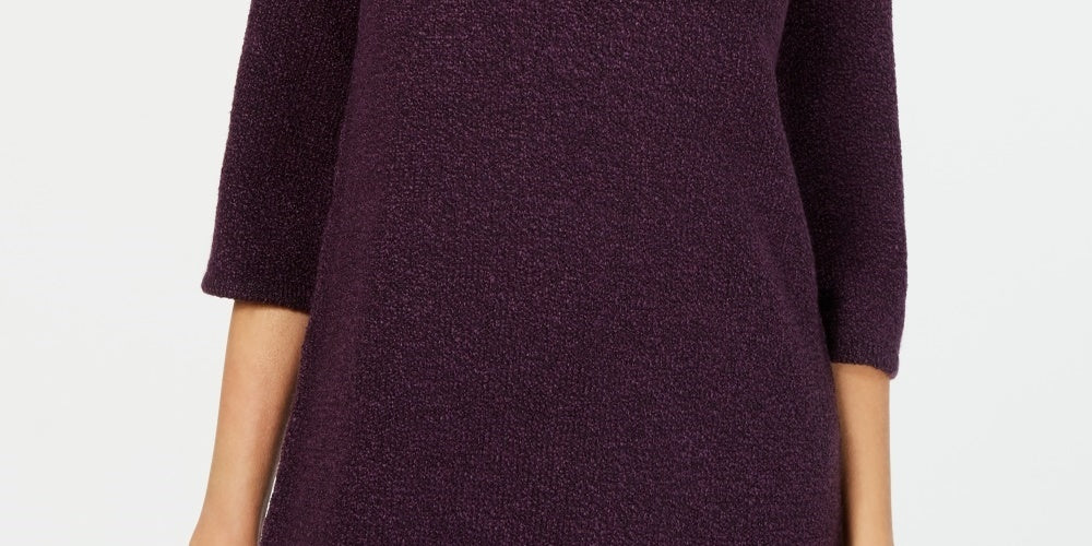 Karen Scott Women's Cowl-Neck 3/4-Sleeve Sweater Med Purple Size Petite Medium