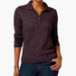 Karen Scott Women's Textured Heather Long Sleeve Collared Sweater Black Large