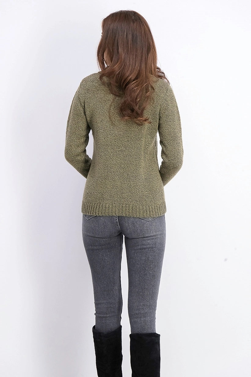 Karen Scott Women's Petite Point-Collar Sweater Green Size Medium