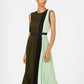 Alfani Women's Colorblocked Pleated Sleeveless Dress Dark Green Size 4