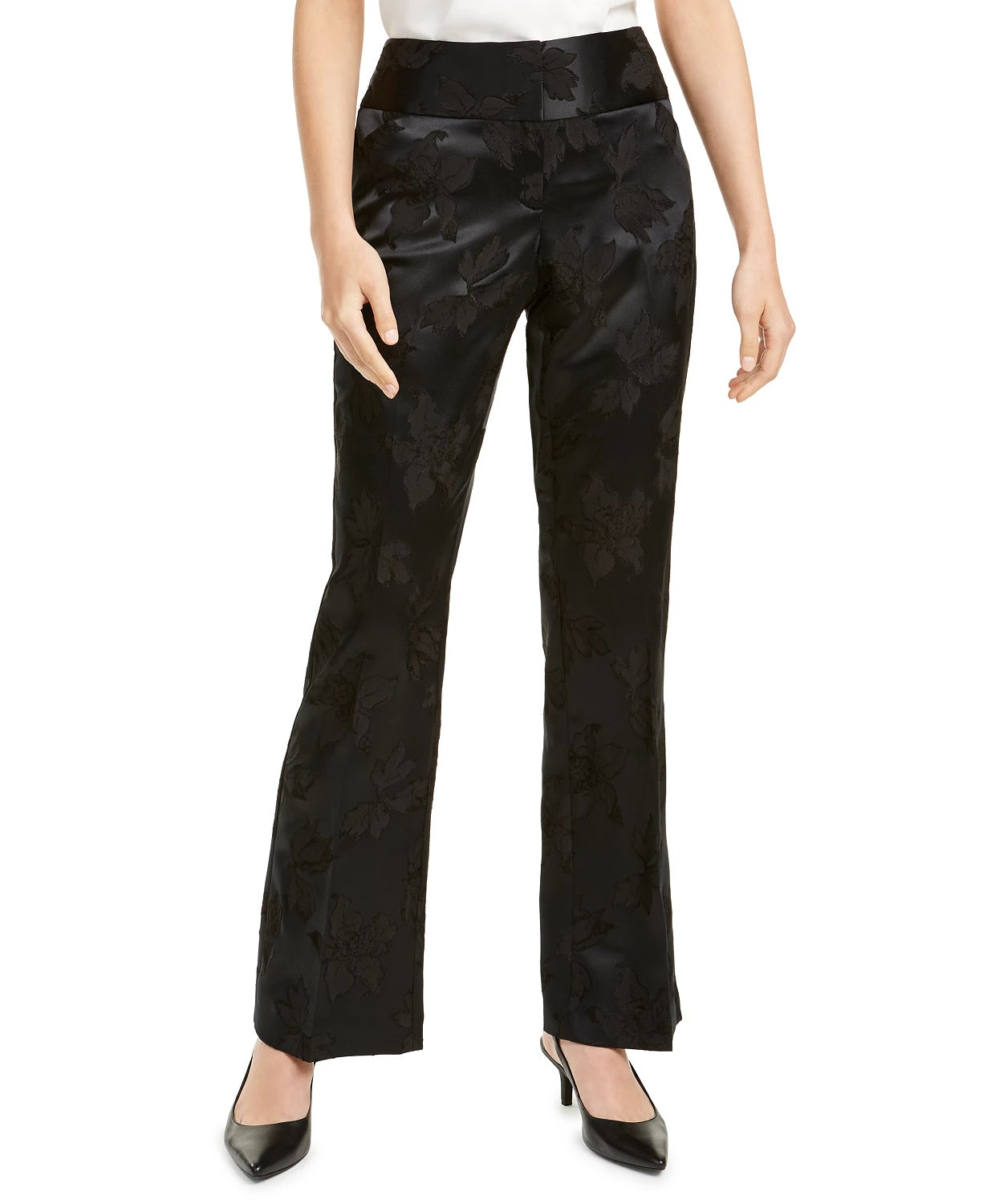 Alfani Women's Tummy Control Jacquard Pants Black Size 10