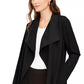 Alfani Women's Petite Wing-Collar Draped-Front Jacket Black Size Petite