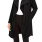 Alfani Women's Petite Wing-Collar Draped-Front Jacket Black Size Petite