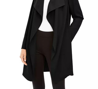 Alfani Women's Petite Wing-Collar Draped-Front Jacket Black Size Petite