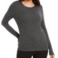 JM Collection Women's Button-Cuff Crewneck Sweater Dark Gray Size Medium