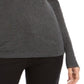 JM Collection Women's Button-Cuff Crewneck Sweater Dark Gray Size Medium