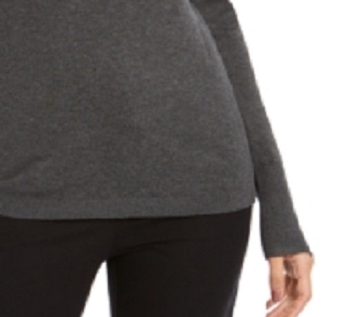 JM Collection Women's Button-Cuff Crewneck Sweater Dark Gray Size Medium