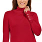 JM Women's Collection Stud-Sleeve Pullover Turtleneck Sweater  Red Size Medium