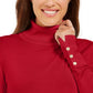 JM Collection Women's Stud Sleeve Pullover Turtleneck Sweater Red Size XX-Large