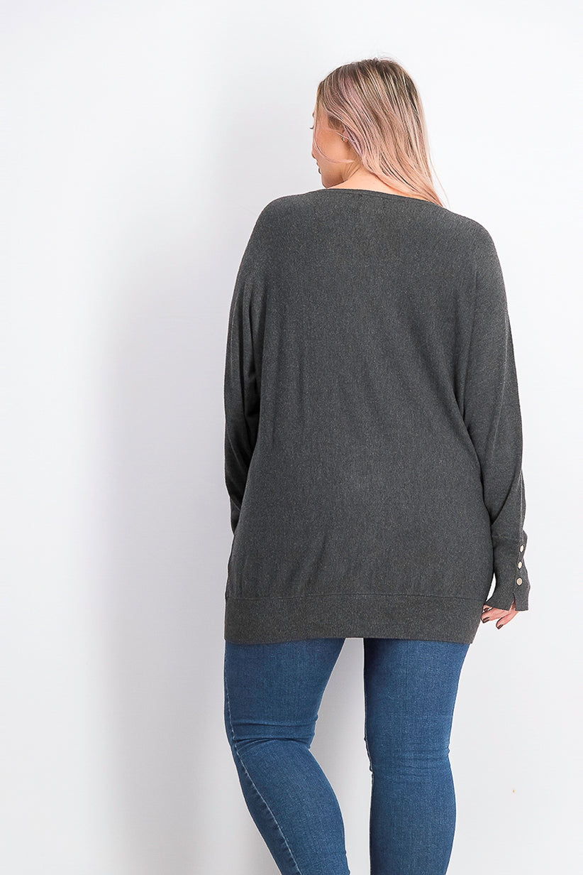 JM Collection Women's Dolman Sweater Grey Size 1X