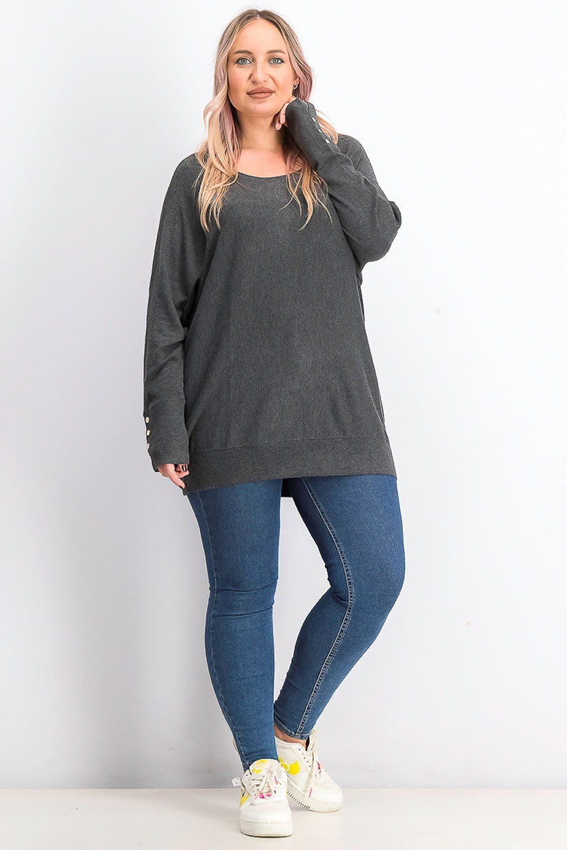 JM Collection Women's Dolman Sweater Grey Size 1X