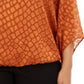 Alfani Women's Plus Printed Angel-Sleeve Bubble Top Brown Size 2X