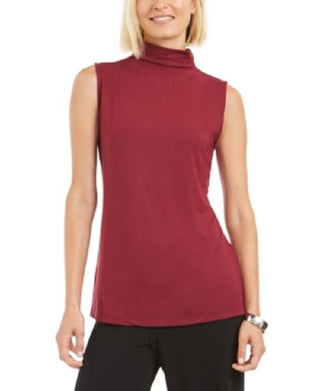 Alfani Women's Burgundy Sleeveless Mock Top  Size Xl Wine Size X-Large