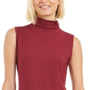 Alfani Women's Burgundy Sleeveless Mock Top  Size Xl Wine Size X-Large
